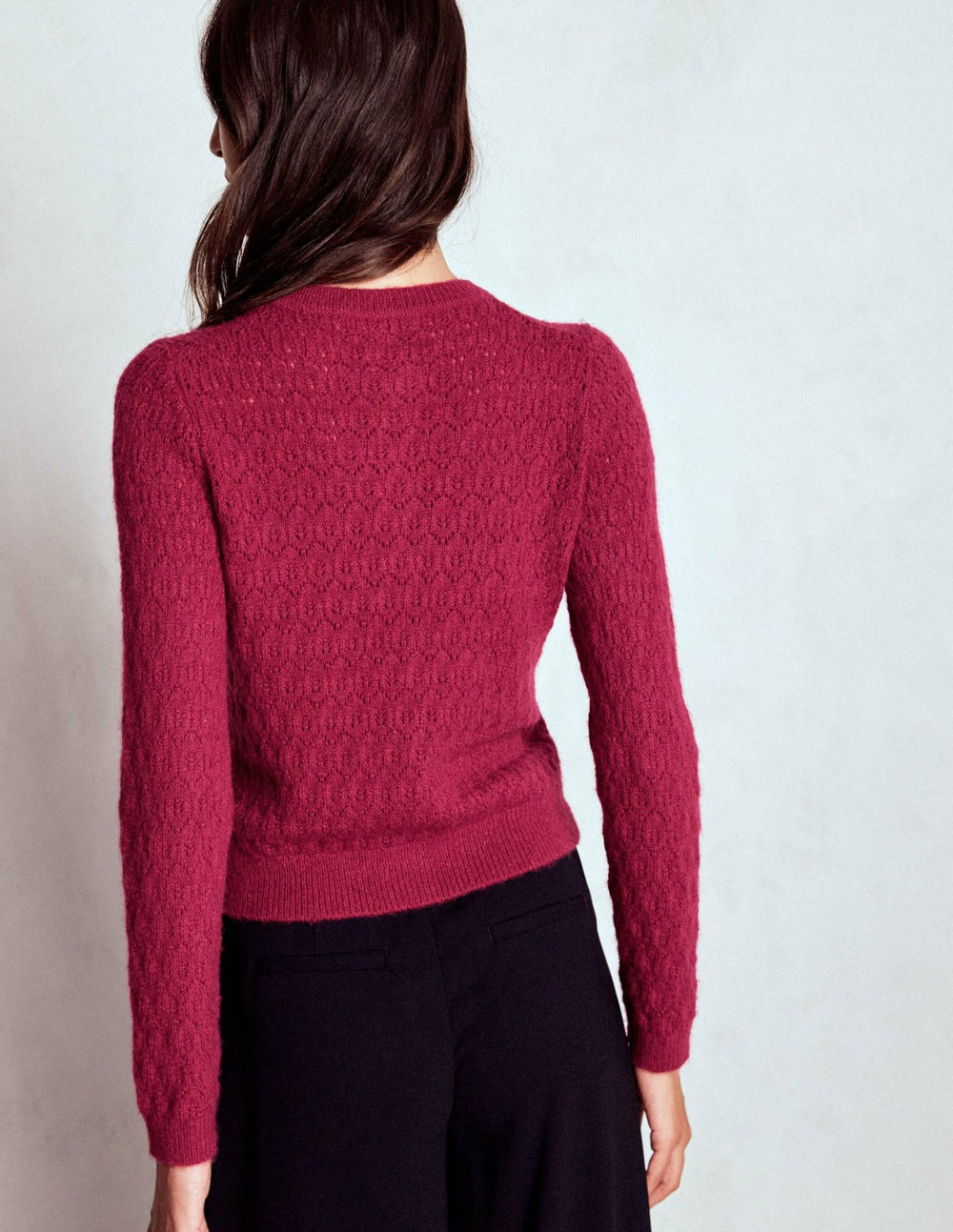 Jewel Button Cardigan-Ruby Red / Boden