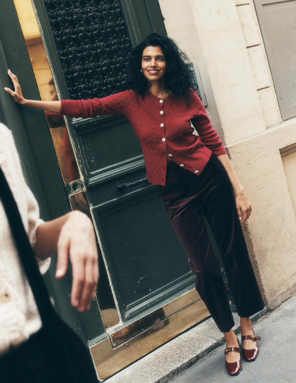 Jewel Button Cardigan-Ruby Red / Boden