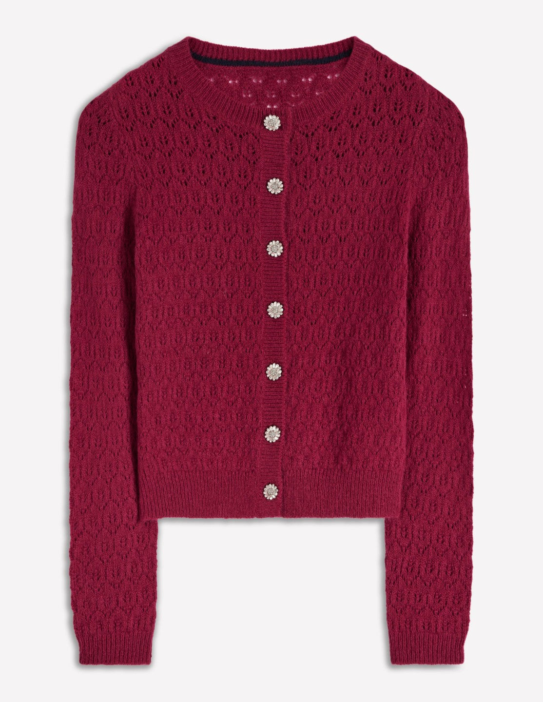 Jewel Button Cardigan-Ruby Red / Boden