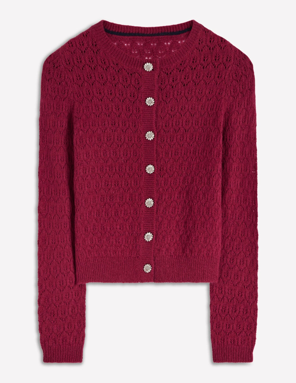 Jewel Button Cardigan-Ruby Red / Boden