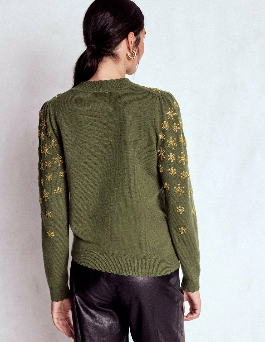 Elizabeth Embellished Sweater-Leaf Green / Boden Outlet