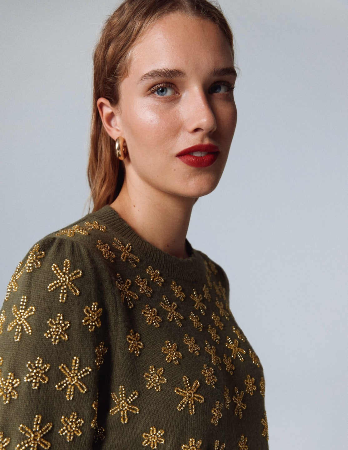 Elizabeth Embellished Sweater-Leaf Green / Boden Outlet