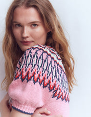 Margot Puff Sleeve T-Shirt-Almond Pink Fair Isle / Boden Discount
