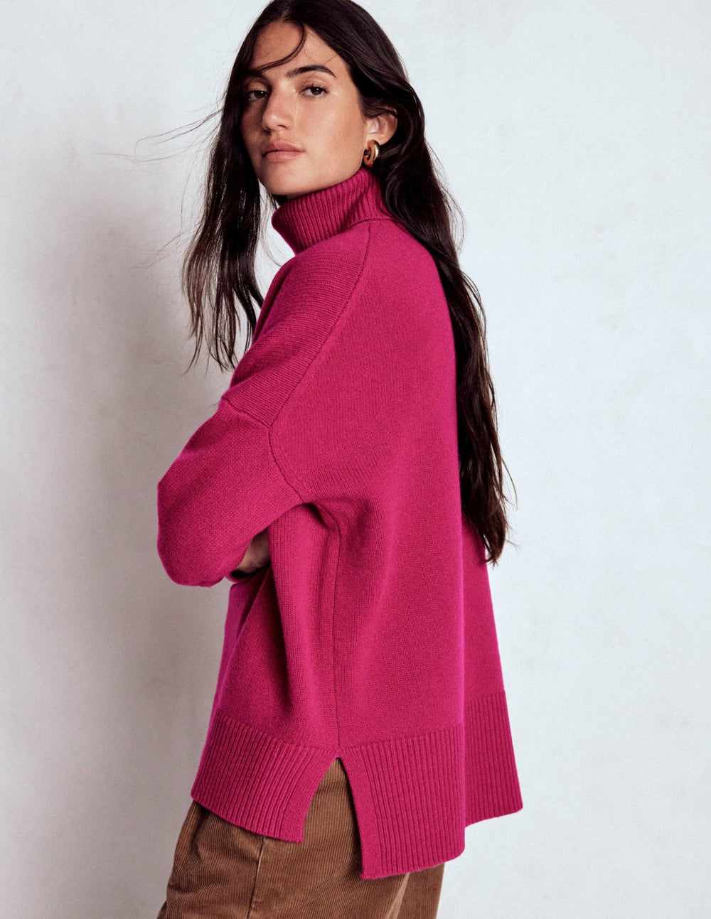 Polly Merino Roll Neck Sweater-Sorbet Pink / Boden