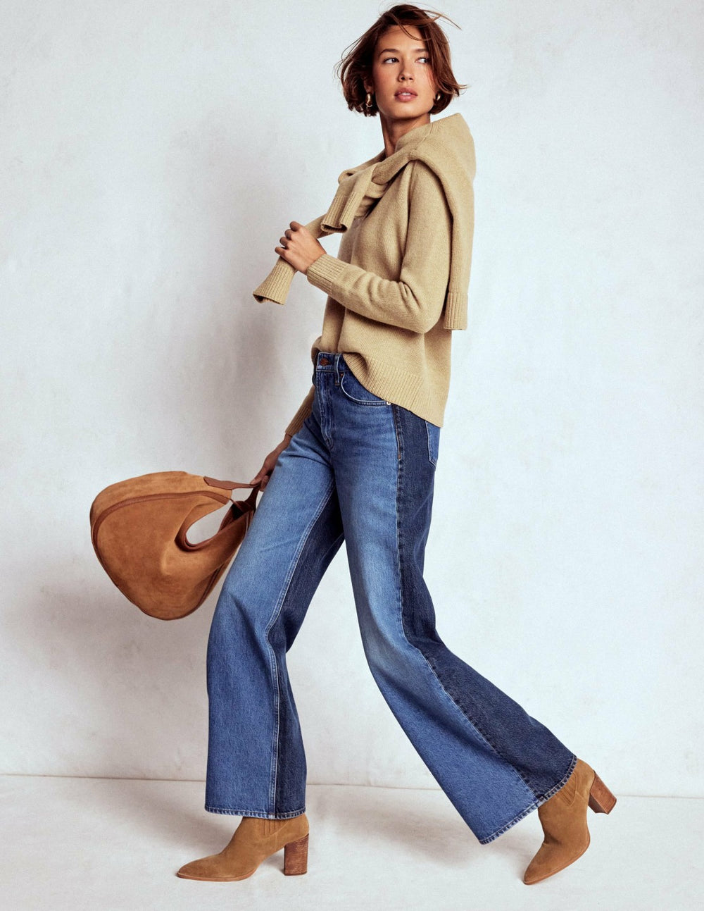 Marion Merino Henley Sweater-Camel Melange / Boden Sale