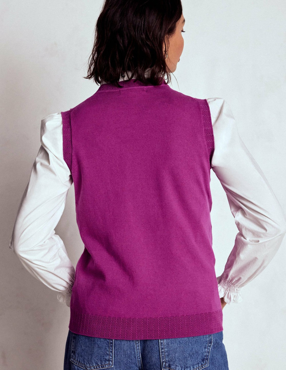 Emilia Cotton Crew Neck Vest-Regal Purple / Boden Online