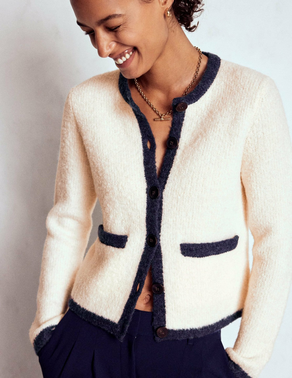 Holly Boucle Knitted Jacket-Warm Ivory, Boucle / Boden Outlet