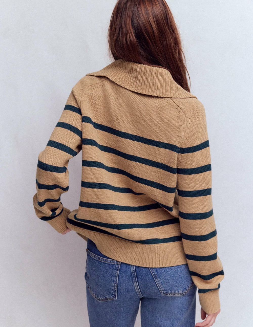 Lucy Half-zip Sweater-Camel Melange, Navy Stripe / Boden Discount