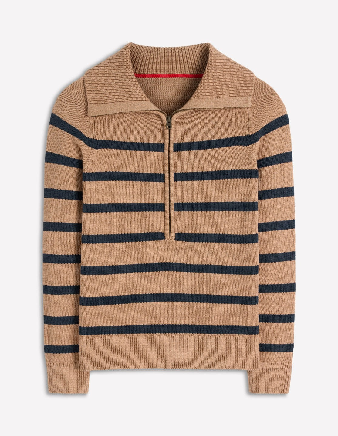 Lucy Half-zip Sweater-Camel Melange, Navy Stripe / Boden Discount