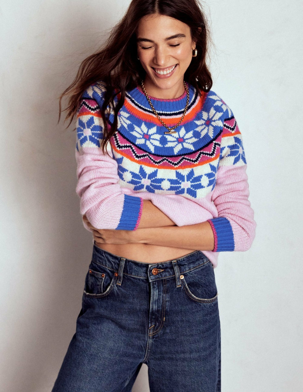 Eleanor Fair Isle Sweater-Meadowsweet Pink / Boden On sale