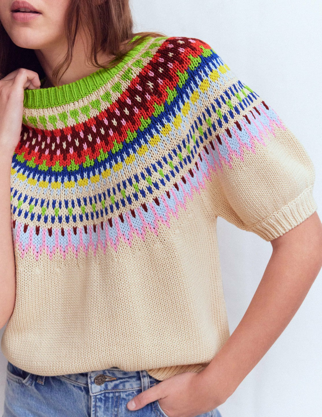 Margot Puff Sleeve T-Shirt-Oatmeal Melange / Boden us
