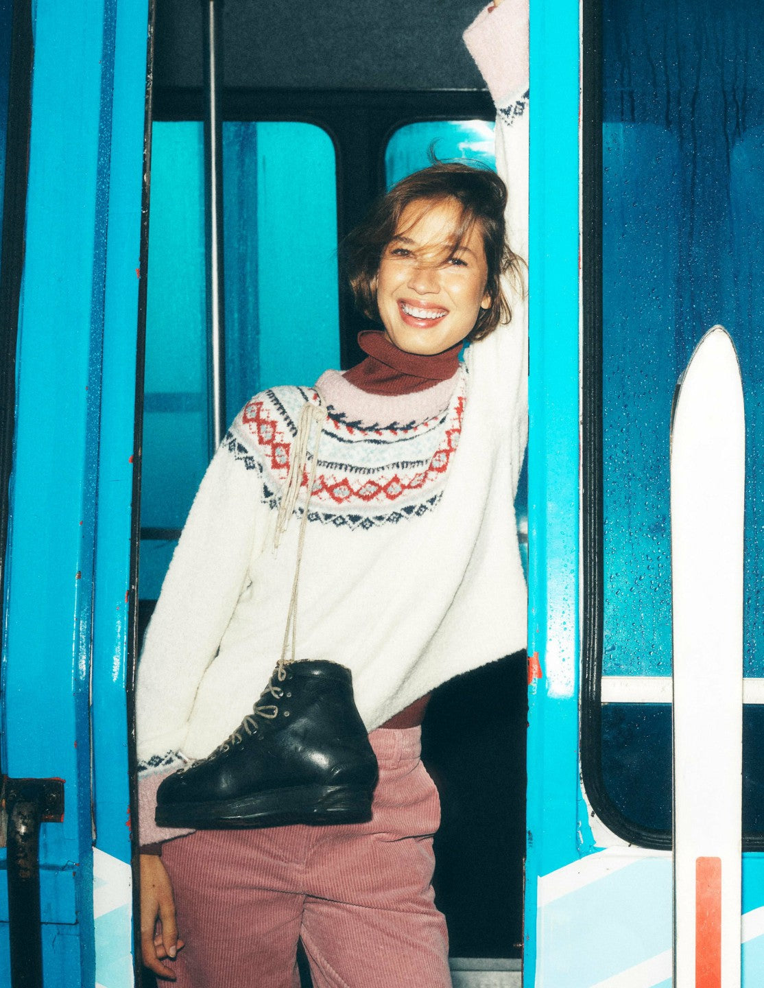 Bouclé Raglan Sweater-Warm Ivory Fair Isle / Boden Discount