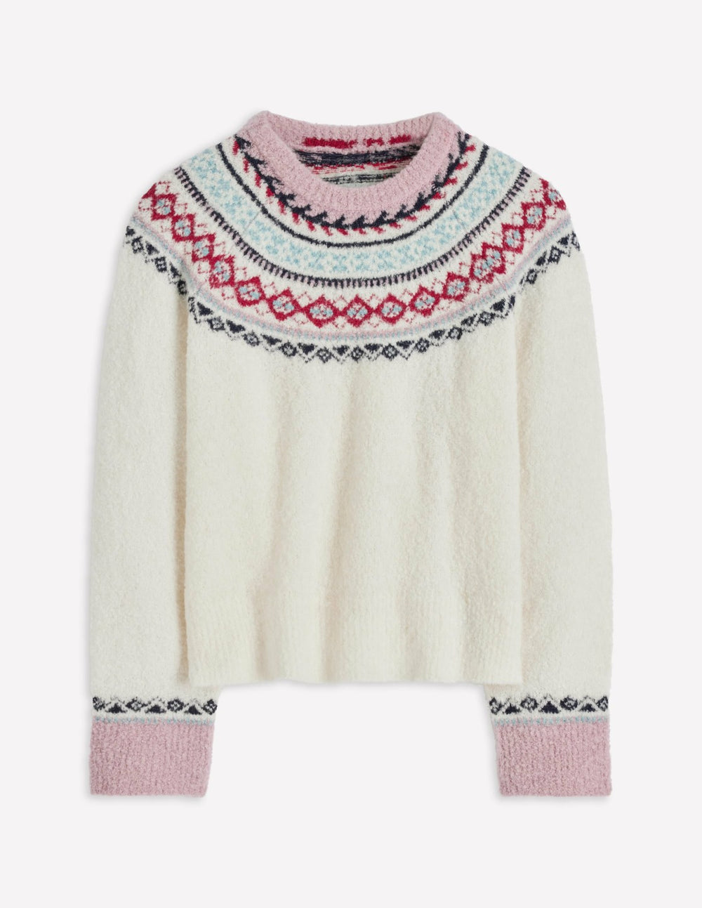 Bouclé Raglan Sweater-Warm Ivory Fair Isle / Boden Discount