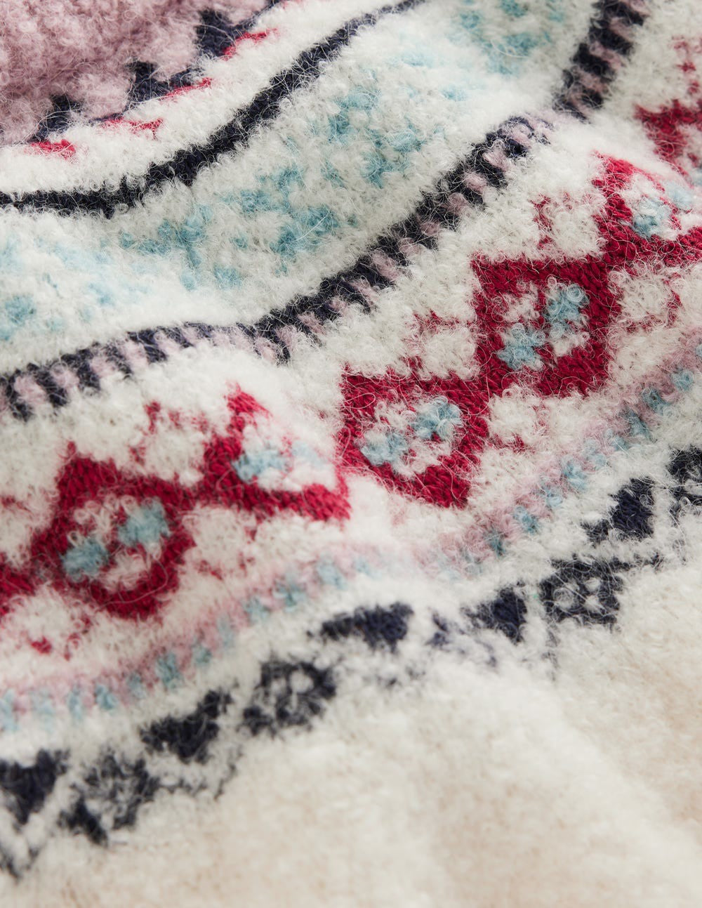 Bouclé Raglan Sweater-Warm Ivory Fair Isle / Boden Discount