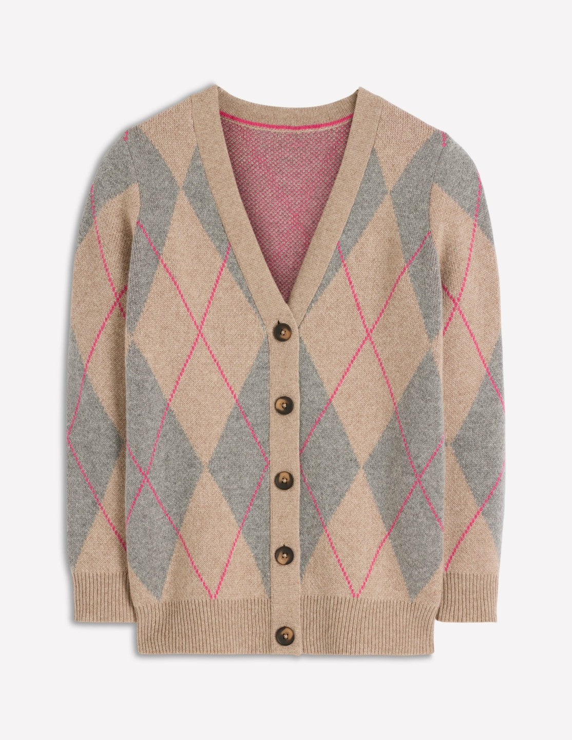 Quinn Boyfriend Cardigan-Neutral Argyle / Boden On sale