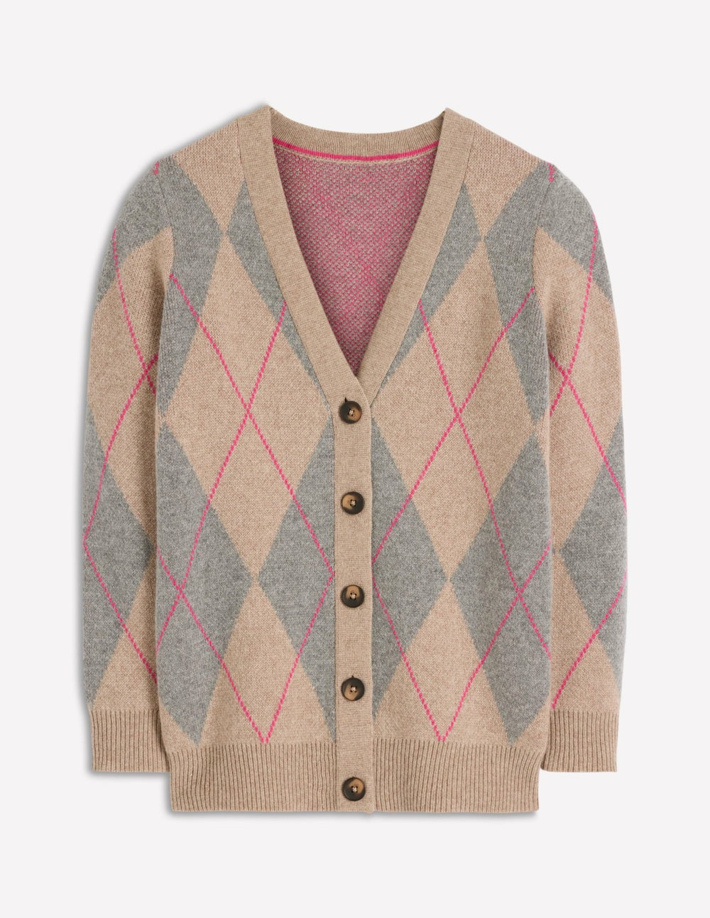 Quinn Boyfriend Cardigan-Neutral Argyle / Boden On sale