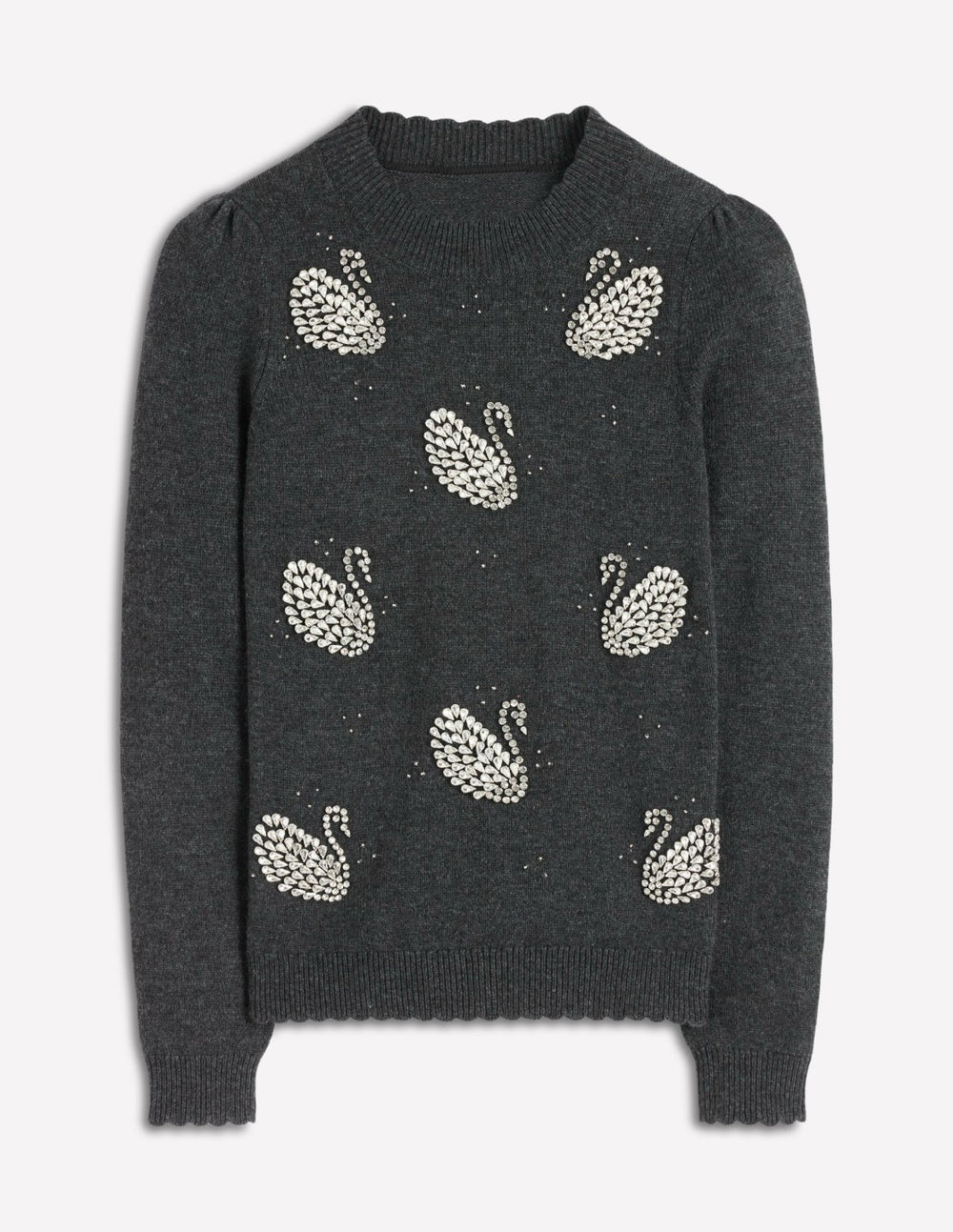 Elizabeth Embellished Sweater-Charcoal Melange Swans / Boden us