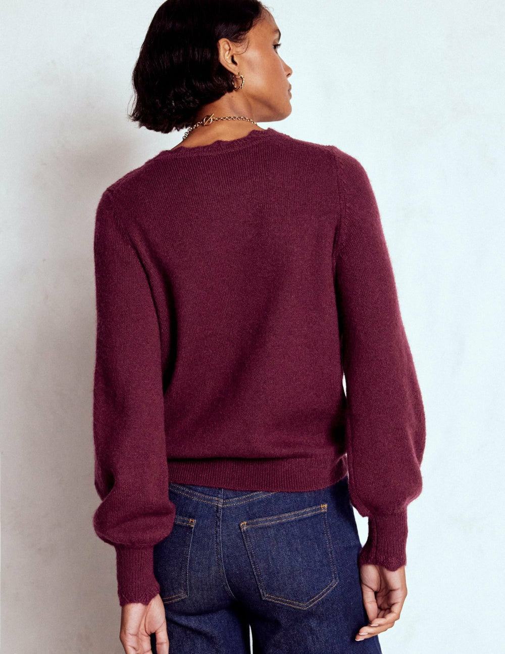 Fluffy Embroidered Sweater-Deep Wisteria / Boden