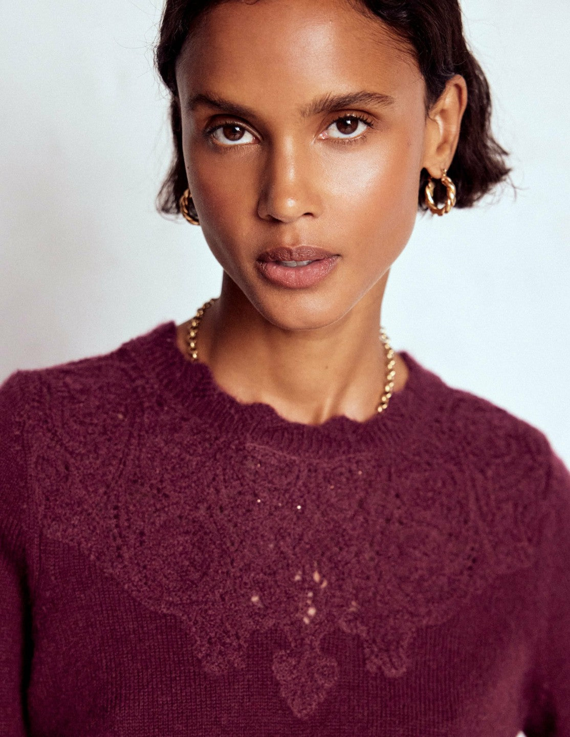Fluffy Embroidered Sweater-Deep Wisteria / Boden