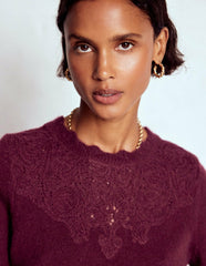 Fluffy Embroidered Sweater-Deep Wisteria / Boden