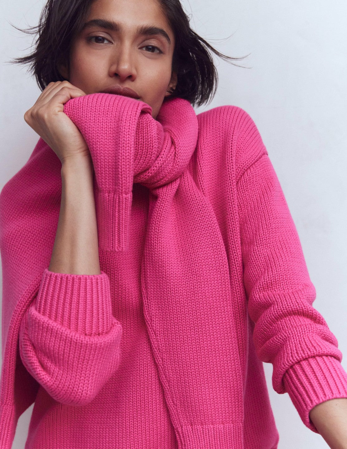 Lucy Oversized Cotton Jumper-Pink Peony / Boden Sale