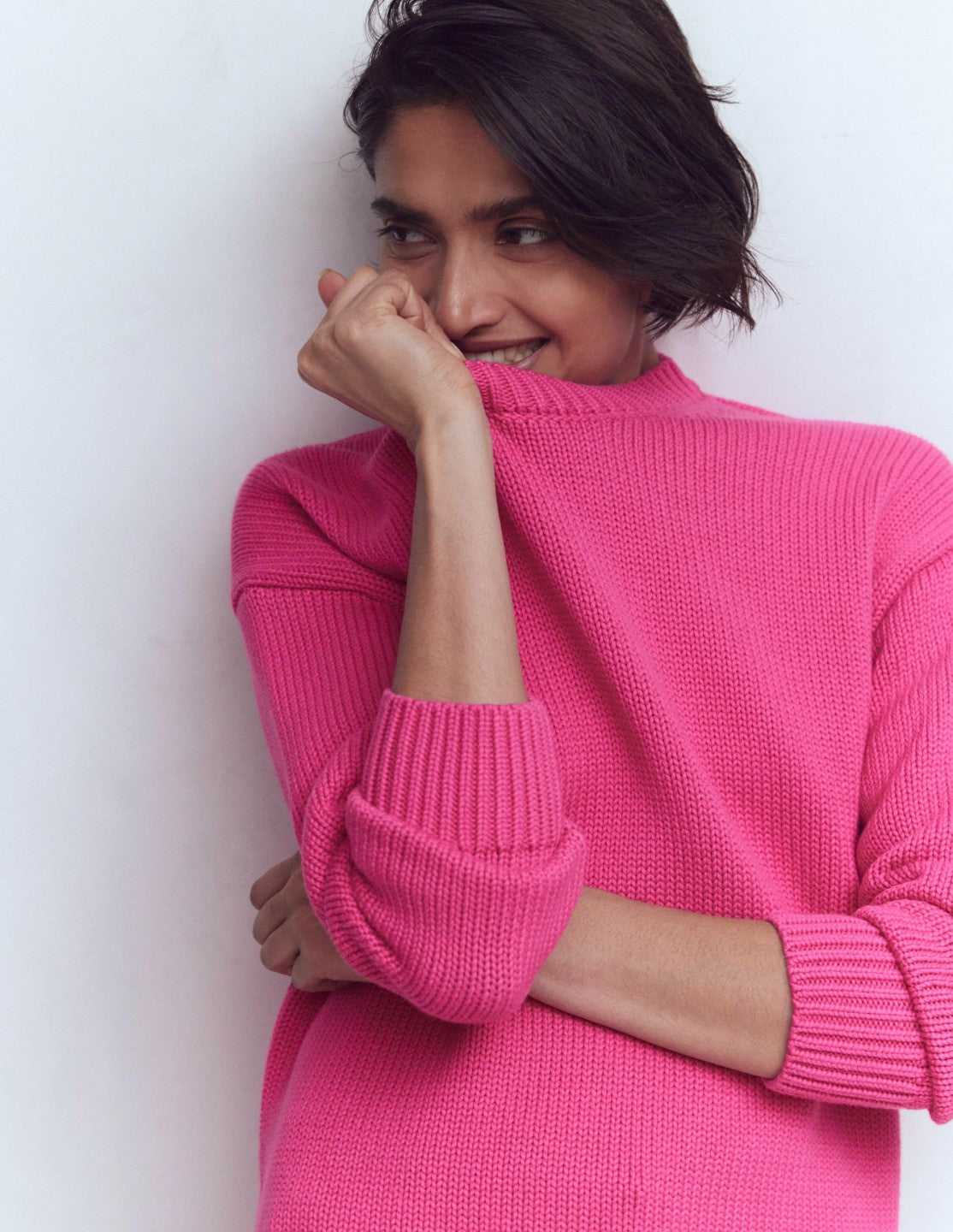 Lucy Oversized Cotton Jumper-Pink Peony / Boden Sale