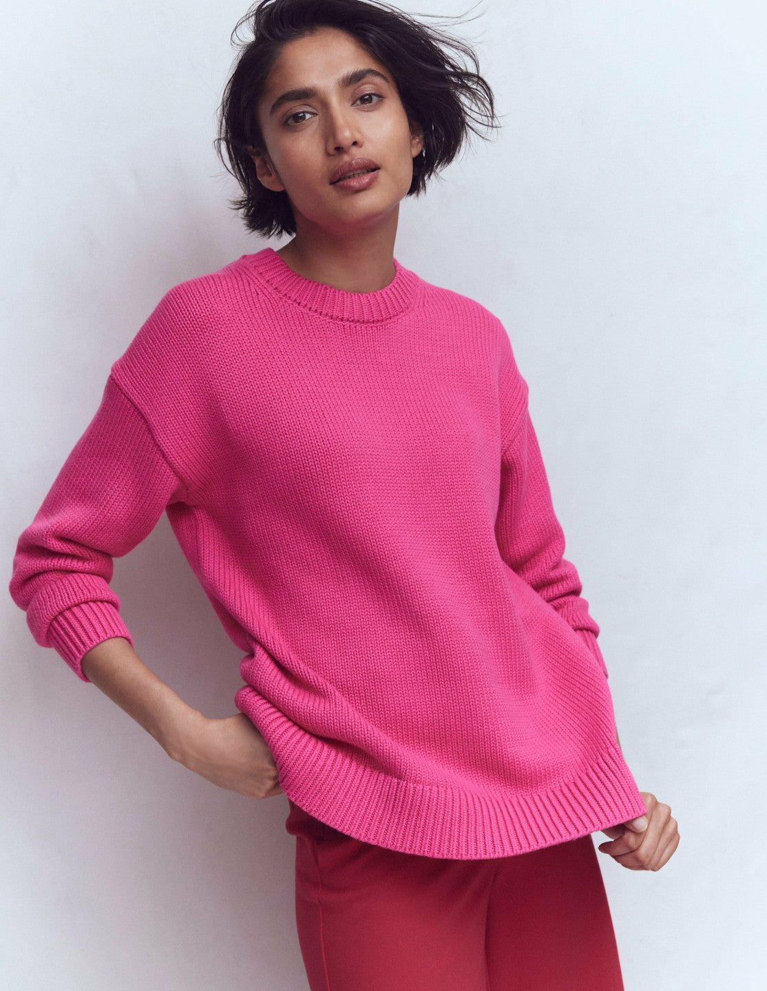 Lucy Oversized Cotton Jumper-Pink Peony / Boden Sale