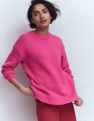 Lucy Oversized Cotton Jumper-Pink Peony / Boden Sale