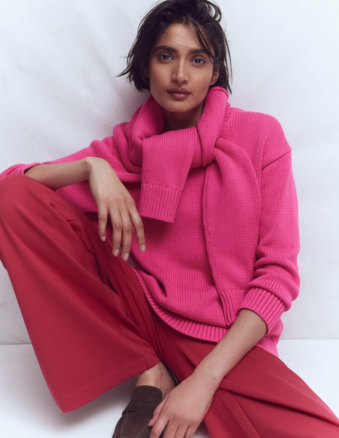 Lucy Oversized Cotton Jumper-Pink Peony / Boden Sale