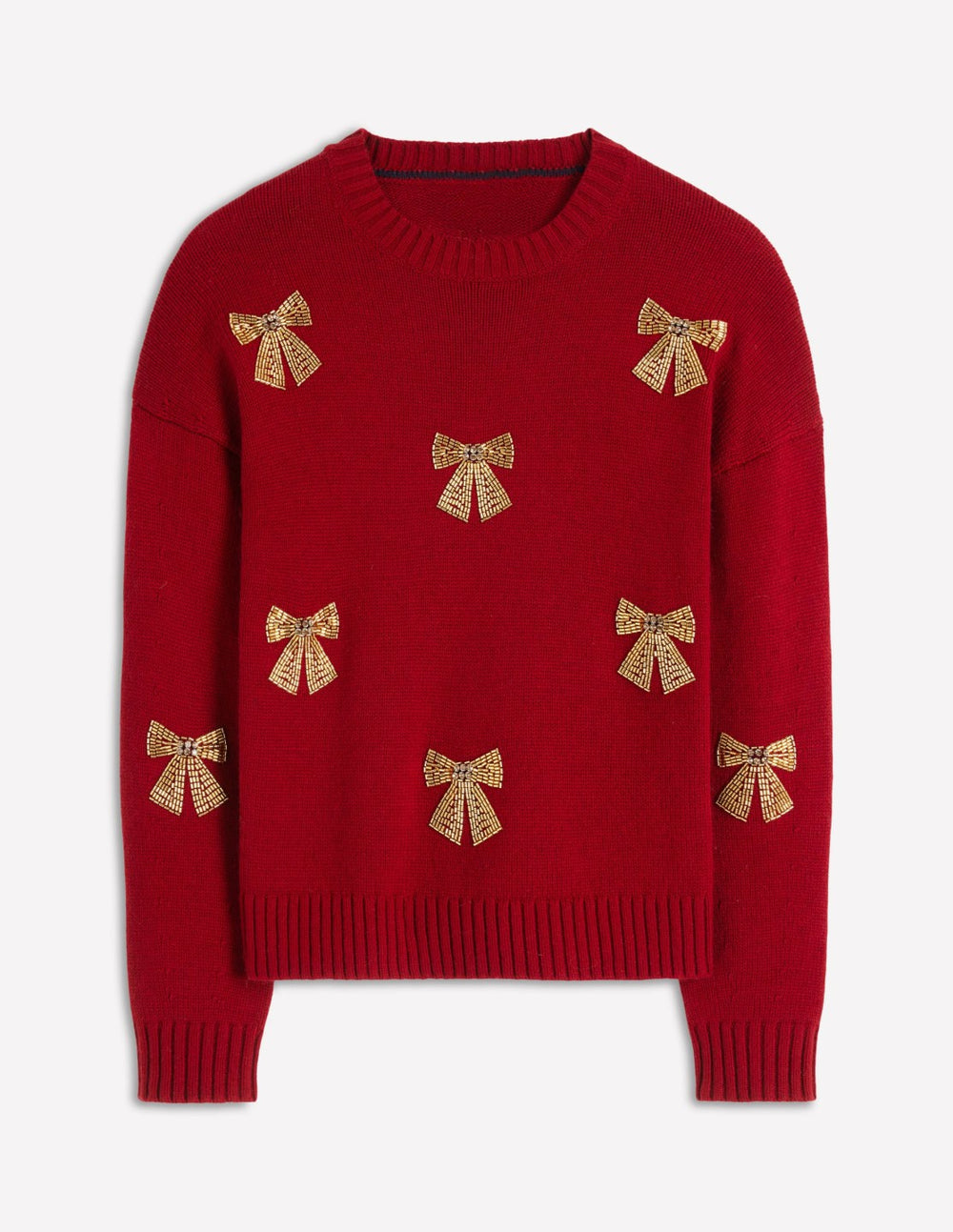 Natalie Embroidered Sweater-Red, Embellished Bows / Boden Discount