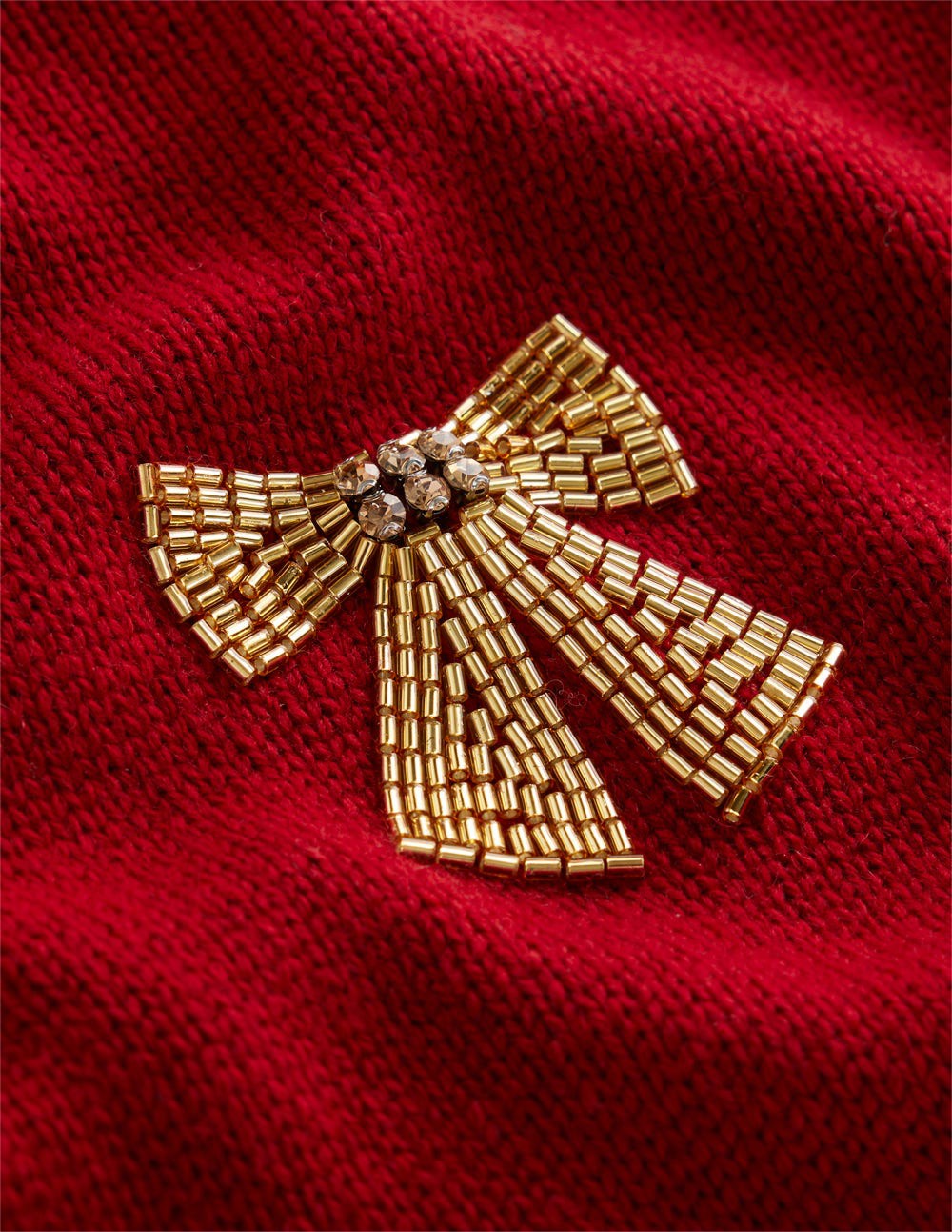 Natalie Embroidered Sweater-Red, Embellished Bows / Boden Discount