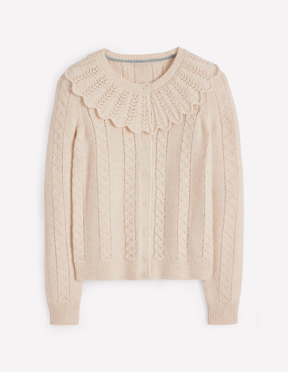 Scallop Collar Cardigan-Warm Ivory Melange / Boden On sale