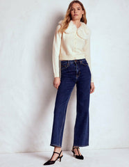 Fur Collar Cropped Cardigan-Warm Ivory / Boden us