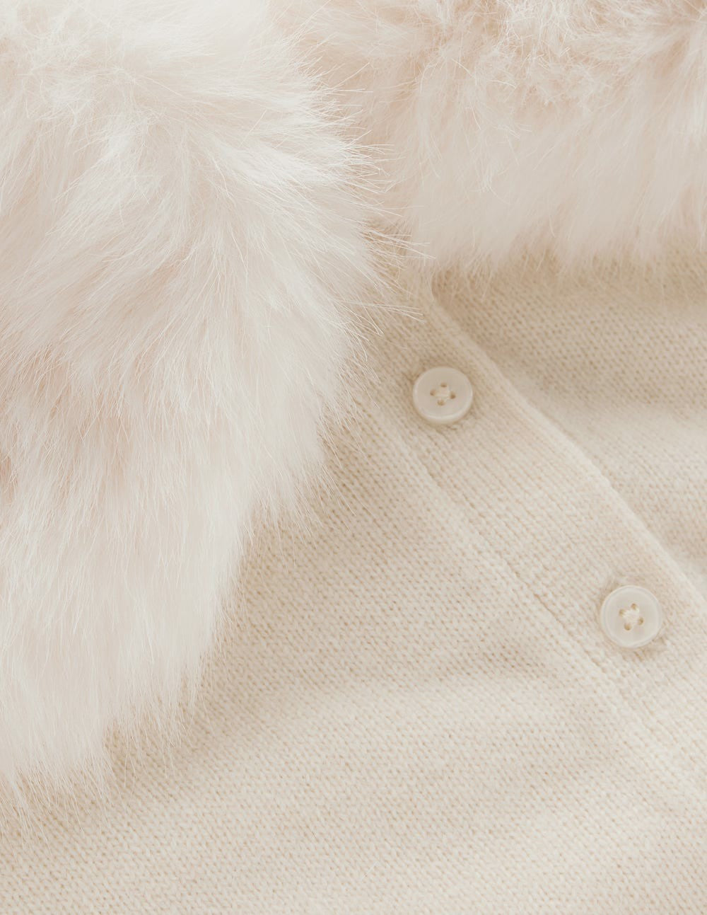 Fur Collar Cropped Cardigan-Warm Ivory / Boden us