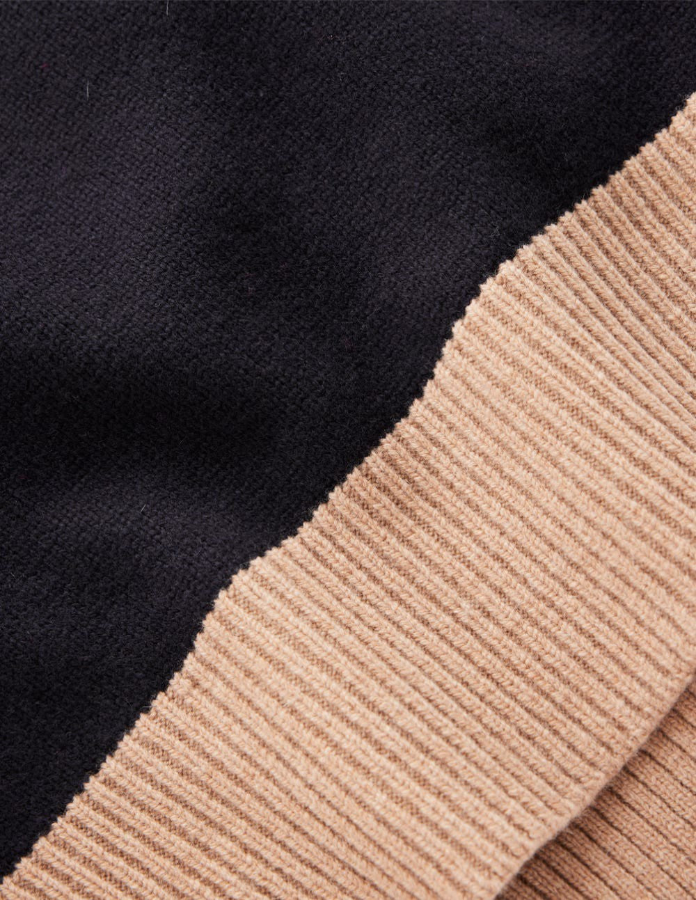Polly Merino Roll Neck Sweater-Navy, Warm Taupe Colour Block / Boden