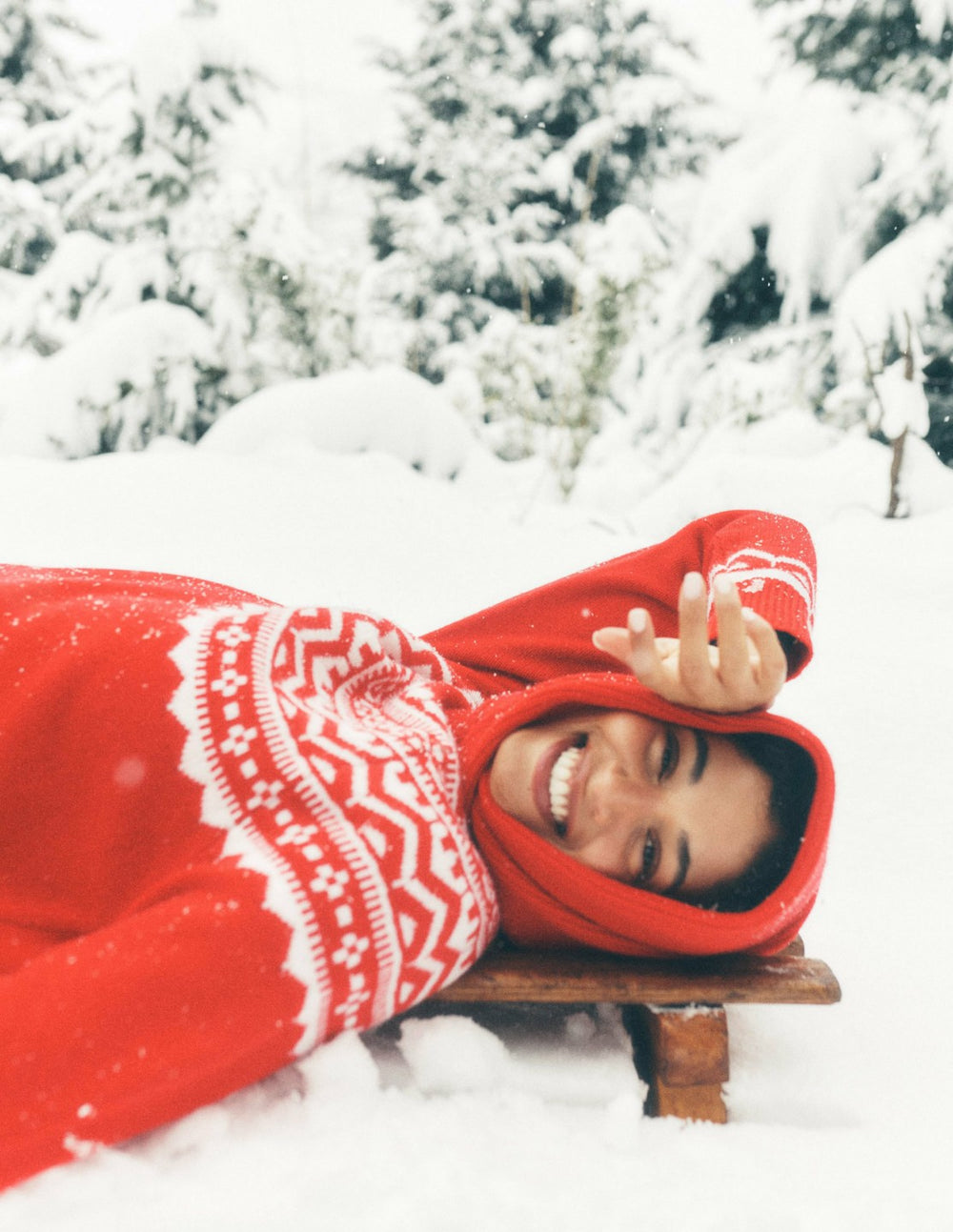 Marion Merino Rib Neck Sweater-Poppy Red Fair Isle / Boden Sale