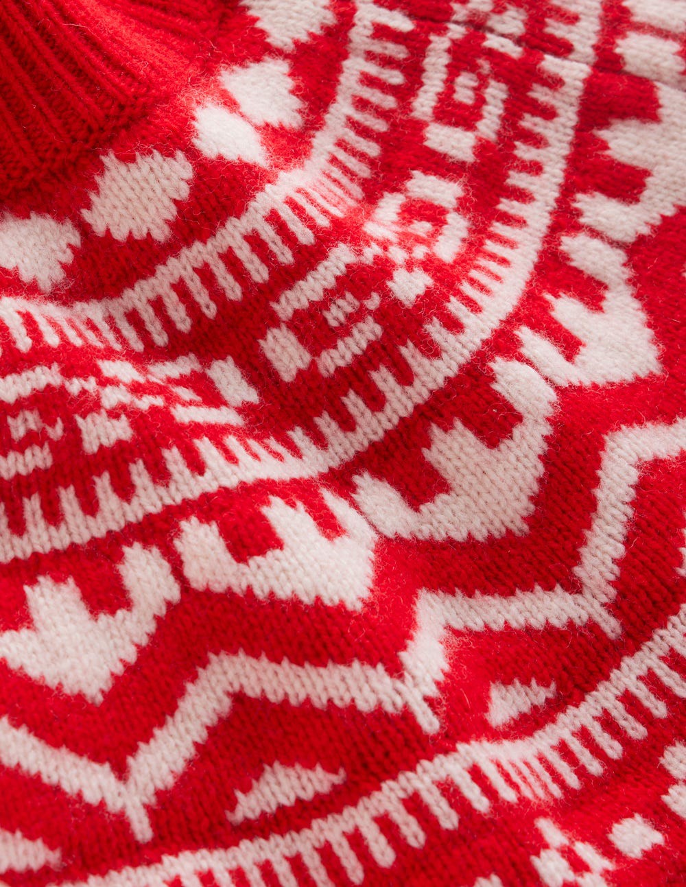 Marion Merino Rib Neck Sweater-Poppy Red Fair Isle / Boden Sale