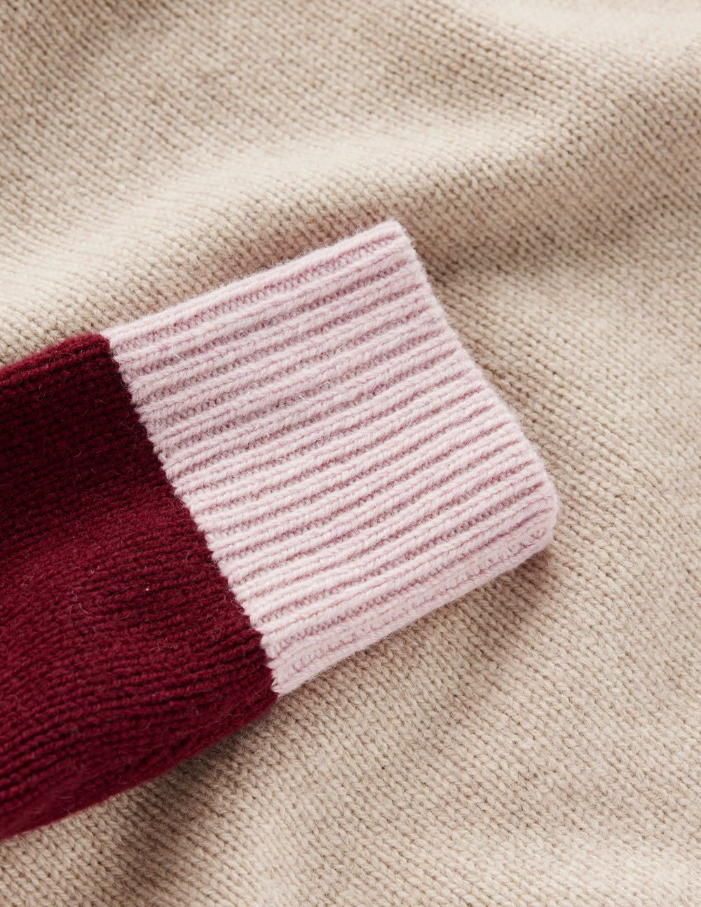 Marion Merino Rib Neck Sweater-Linen, Pinotage Colour Block / Boden Online