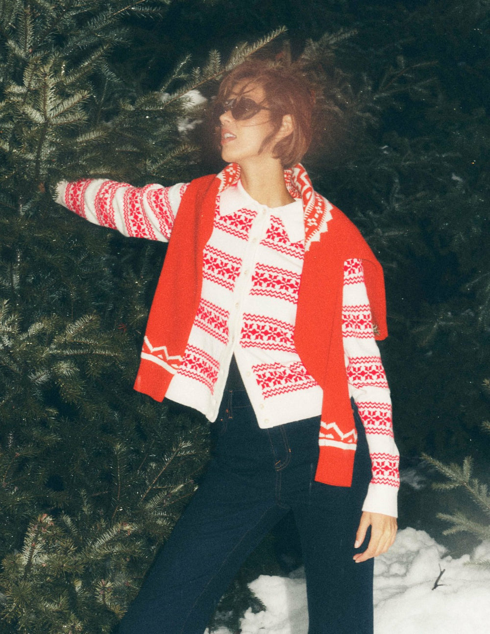 Edie Fair Isle Knitted Shirt-Warm Ivory, Red Fair Isle / Boden Outlet