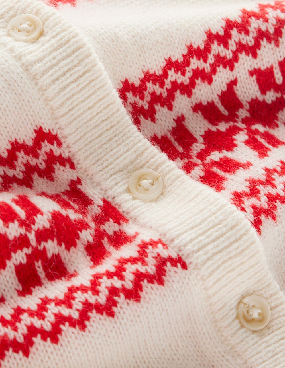 Edie Fair Isle Knitted Shirt-Warm Ivory, Red Fair Isle / Boden Outlet