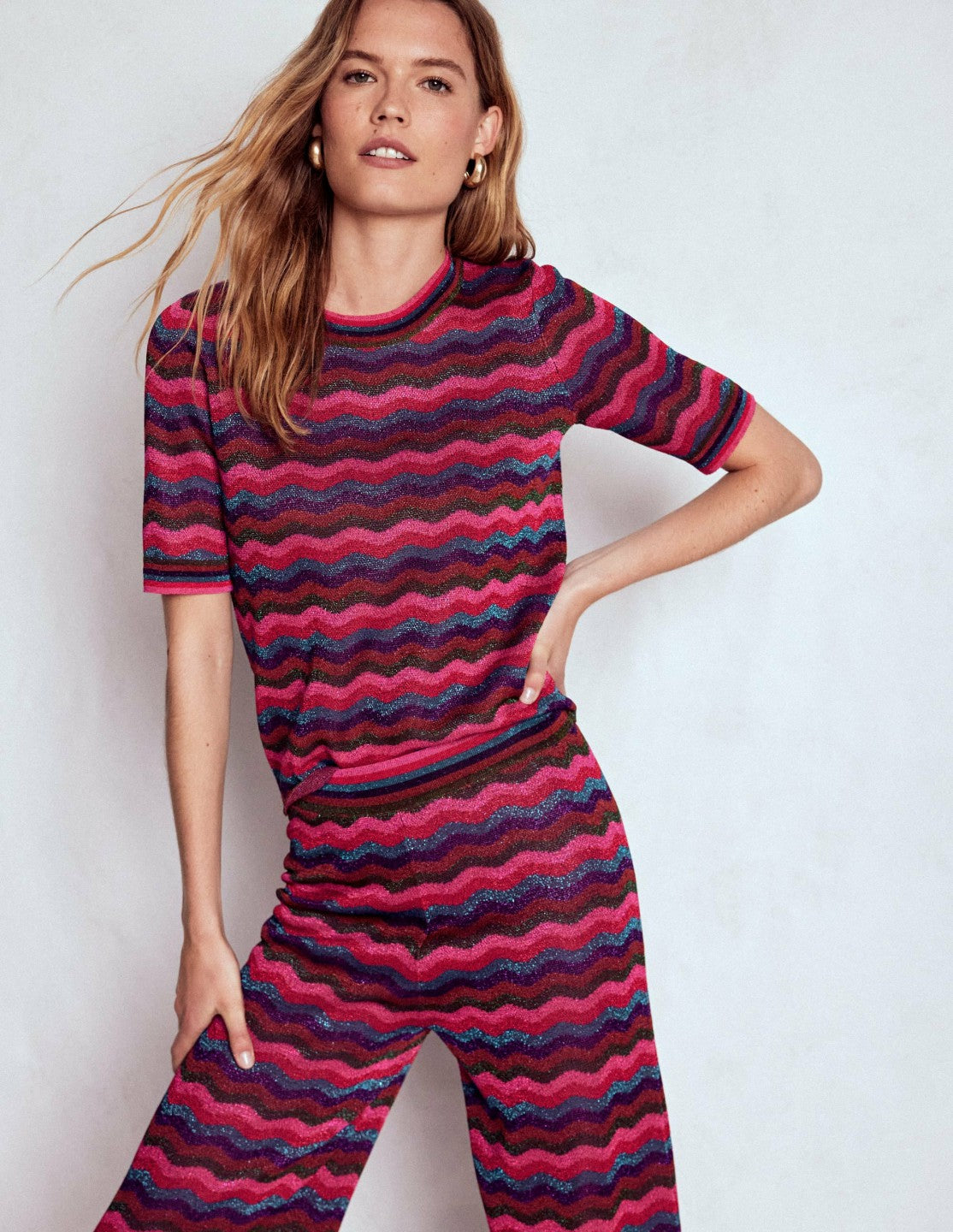 Jacquard Knitted T-Shirt-Multi / Boden Discount