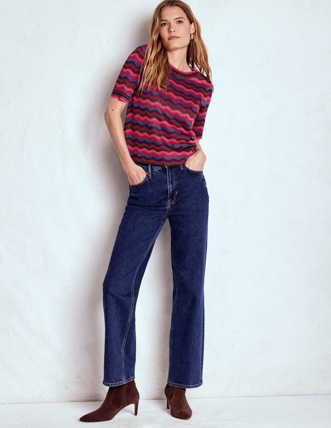 Jacquard Knitted T-Shirt-Multi / Boden Discount