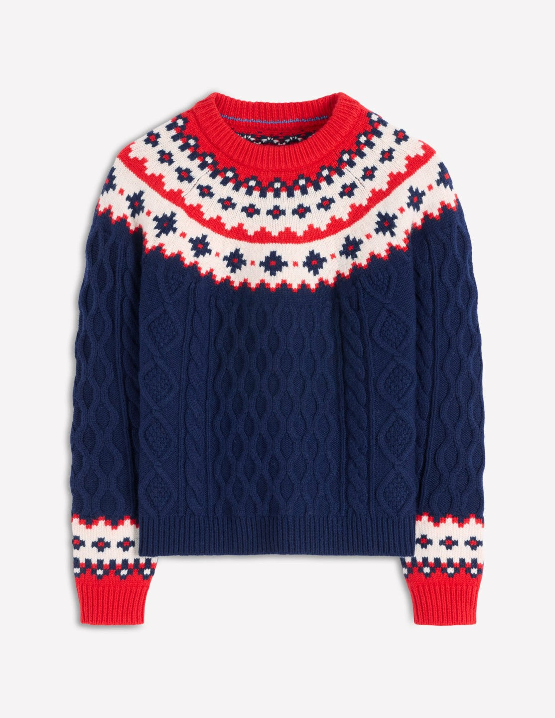 Eleanor Fair Isle Sweater-Navy Cable / Boden On sale