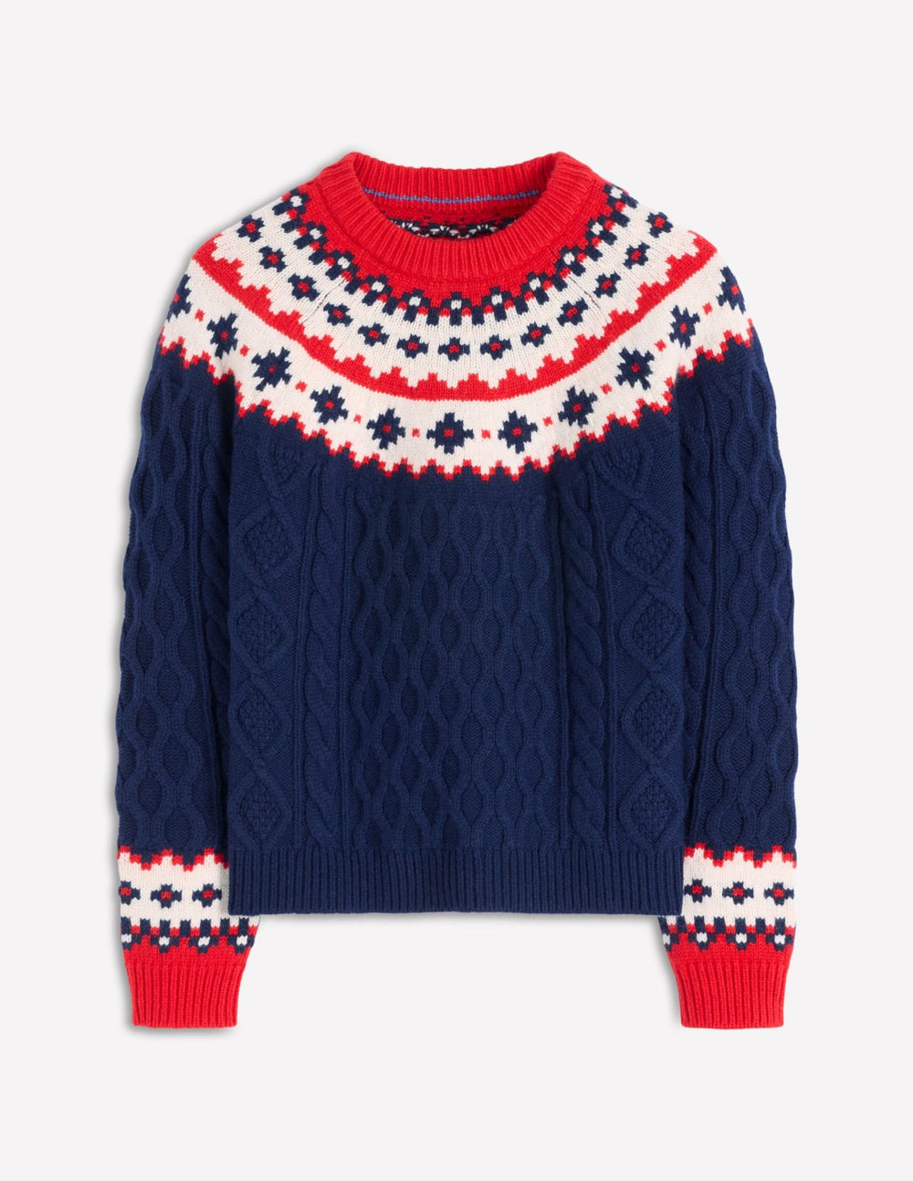 Eleanor Fair Isle Sweater-Navy Cable / Boden On sale