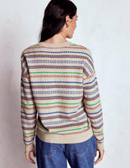 Lydia Cashmere Jumper-Oatmeal Melange Fair Isle / Boden