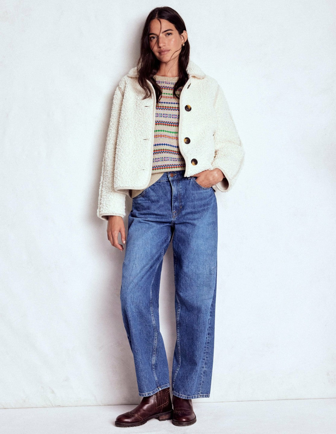 Lydia Cashmere Jumper-Oatmeal Melange Fair Isle / Boden
