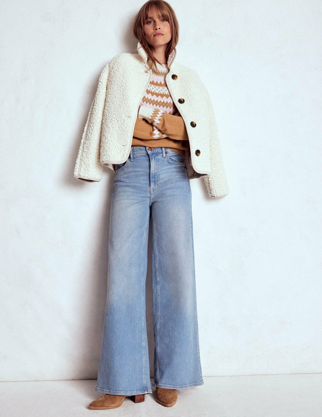 Edie Fair Isle Sweater-Camel Melange Fair Isle / Boden Outlet