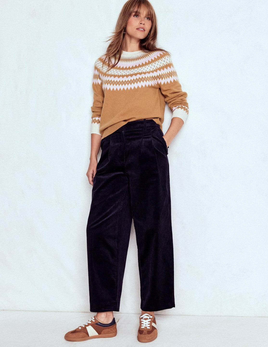 Edie Fair Isle Sweater-Camel Melange Fair Isle / Boden Outlet