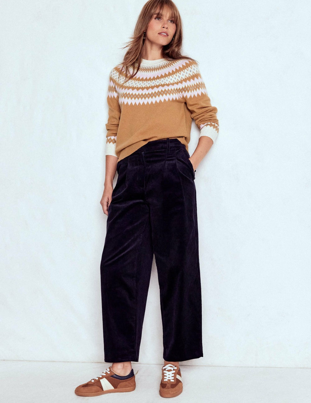 Edie Fair Isle Sweater-Camel Melange Fair Isle / Boden Outlet