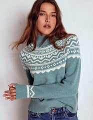 Marion Merino Rib Neck Sweater-Cloud Blue, Fair Isle / Boden Discount